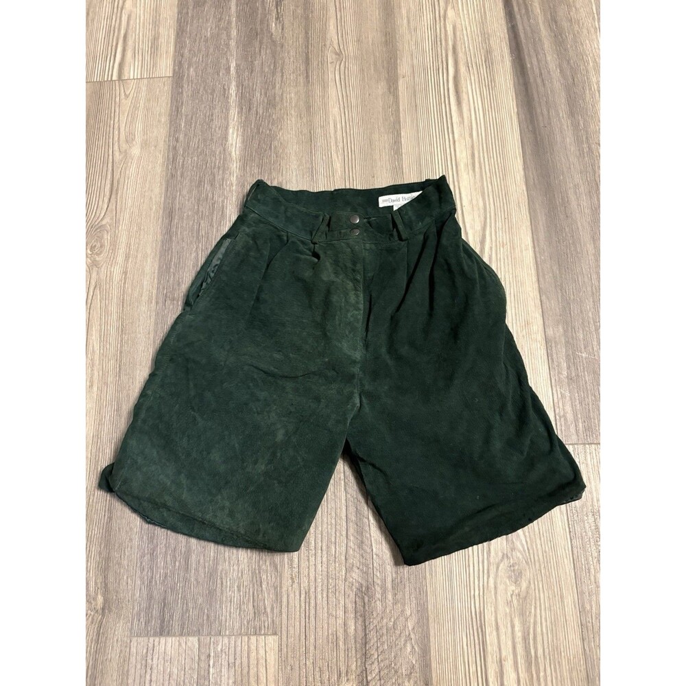 David Hollis Vintage Suede Shorts Size 10 Dark Green Dark Academia Indie Sleaze